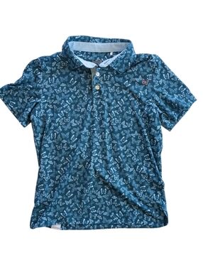 Puma Boys Cloudspun Butterflies Polo Shirt Ocean Tropic - Zen Blue